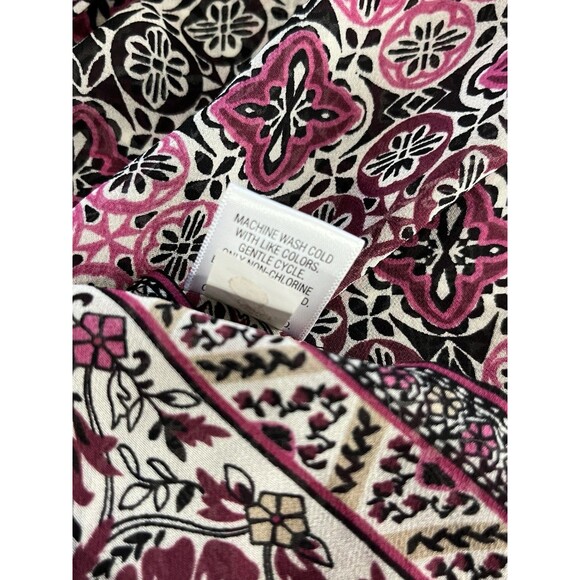 Croft & Barrow 1X Magenta Medallion Print Blouse 3/4 Sleeve Stretch Boho Peasant - Picture 7 of 8